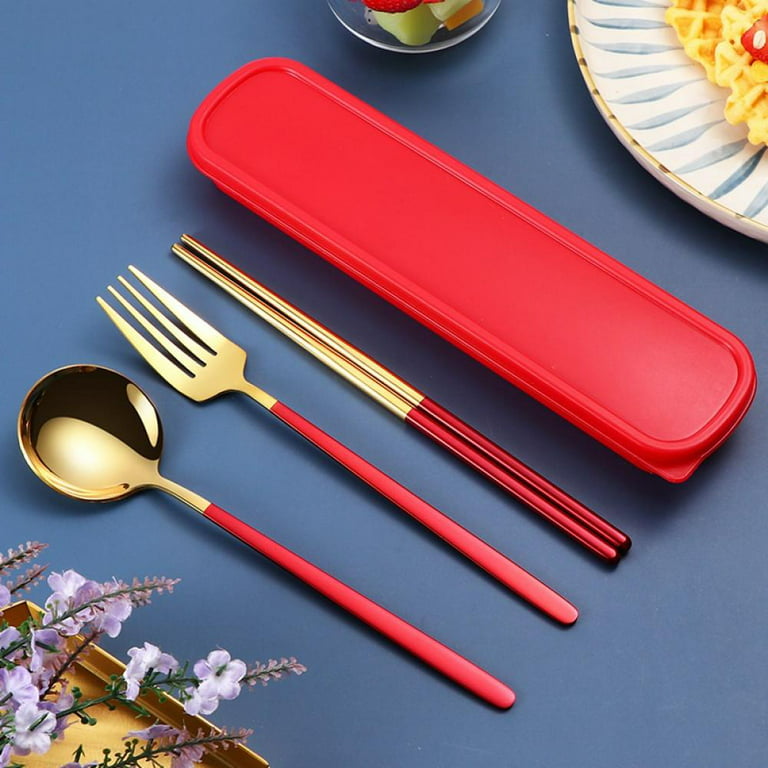 Portable Stainless Steel Chopsticks With Case Lunch Camping Tableware Food Stick